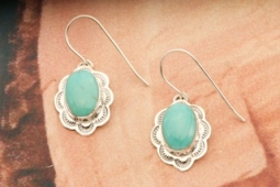 Genuine Turquoise Mountain Mine Sterling Silver Earrings